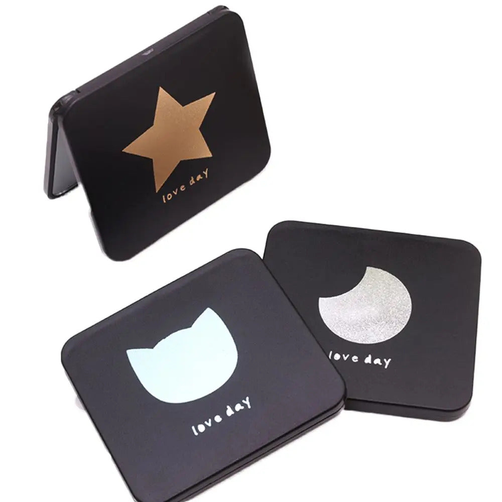 CX220 Mini Square Makeup Mirror Portable Hand Mirror Double-sided Makeup Vanity Mirror Foldable Compact Mirror Pocket Cosmetic
