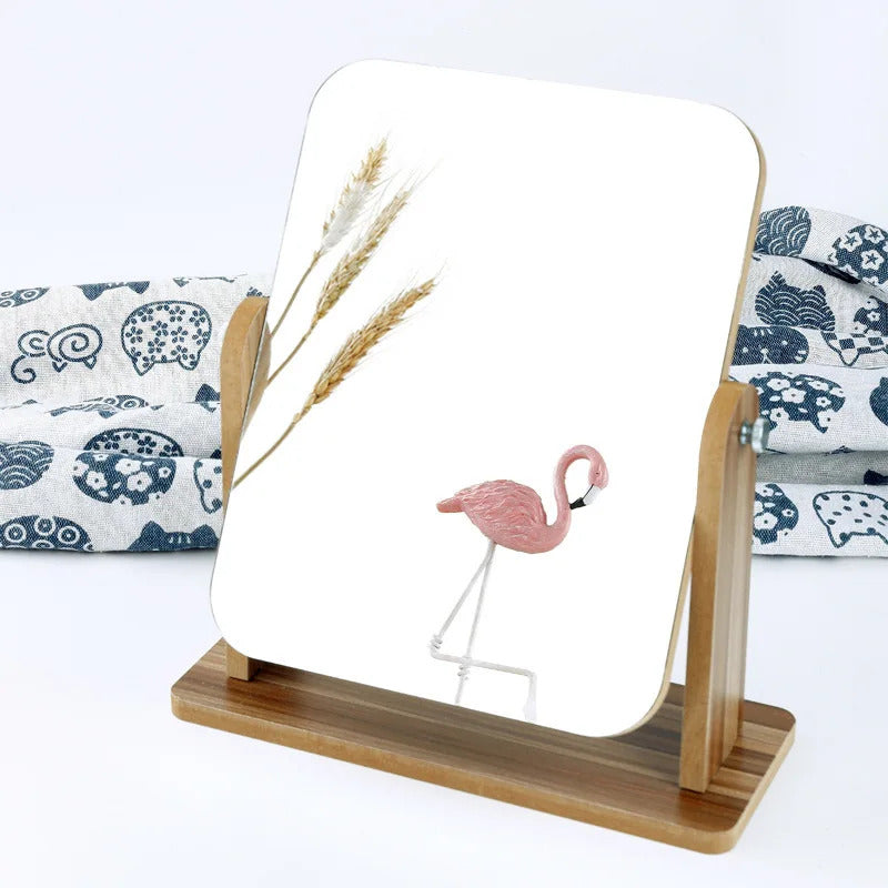 CASHOU18 Makeup Mirror Wood Bathroom Accessories European Standable Desktop Decoration Mirror High Clear Standing Cosmetic Dress