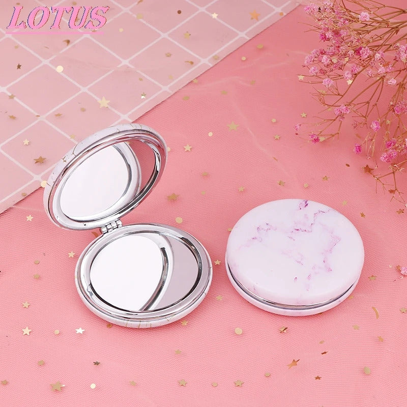 TSHOU830 Marble Pattern Portable Double Sided Mirror Foldable Pocket Makeup Mirror Women Girls Beauty Cosmetic Compact Mirror