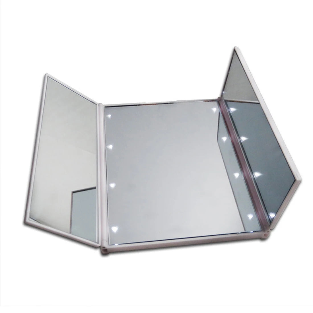 CX566 Top sale Tri-Fold Illuminated LED Lighted Vanity Mirror Makeup Wide View Portable Travel Pocket Compact Led Mirror