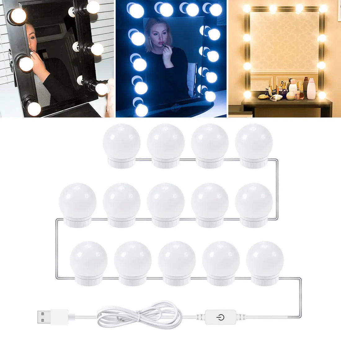 TSHOU280 Led Makeup Mirror Lamp Bulbs Decoration  6 10 14Bulbs Kit Bulb Hollywood Vanity Lights Touch Control for Dressing Table