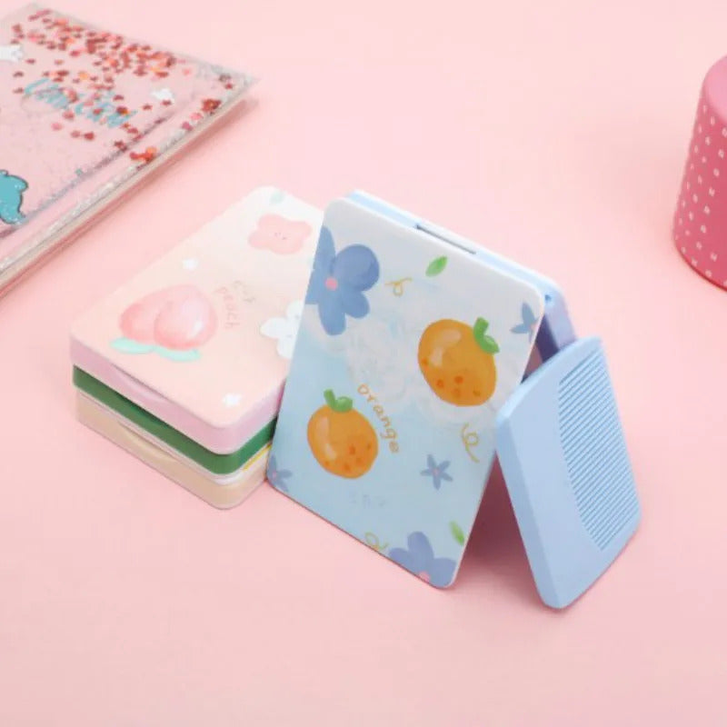 CASHOU143 Portable Mini Pocket Makeup Mirror with Comb for Women Cute Gift Girl Beauty Cosmetic Skin Care Tools Travel Accessorie