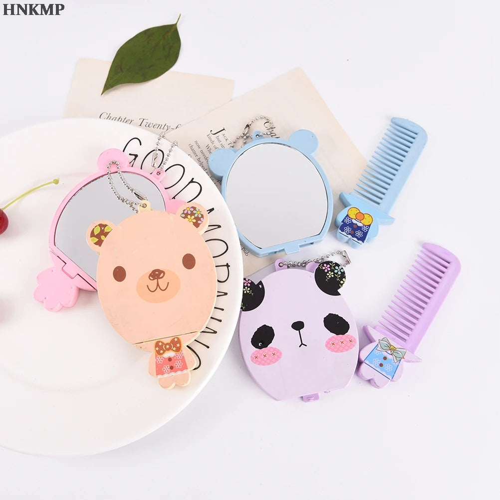 CX211 Makeup Mirror with Comb Mini Pocket Mirror + comb Cartoon Animal Big Face Small