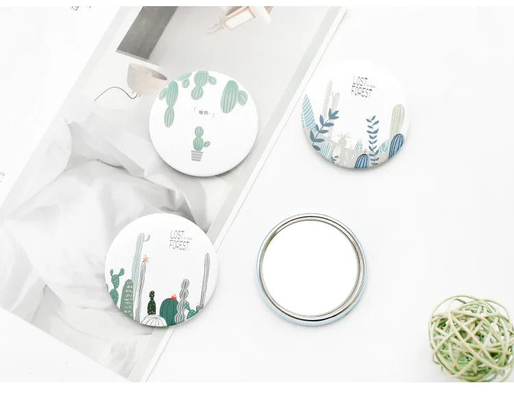 TSHOU853 Cartoon Anti-fall Portable Small Mirror Cute Girls Makeup Mirror Pocket Mirror for Beauty Tools
