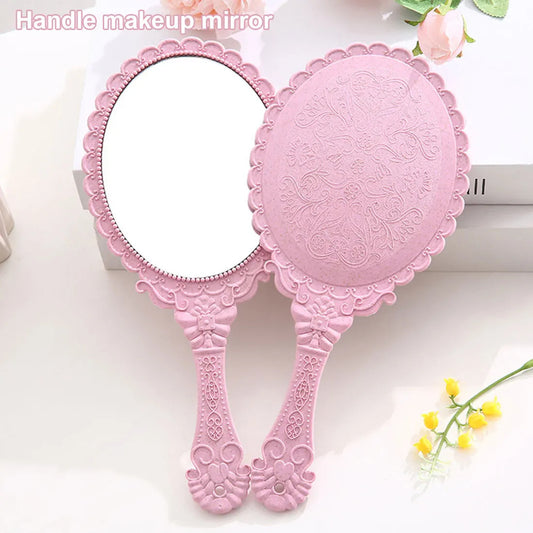 CX433  Vintage Engraving Handheld Vanity Mirror Vanity Mirror Hand Mirror Handle Salon Makeup Vanity Cosmetic Mirror for Women