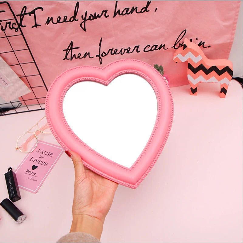 CX660  Love Mirror Desktop Makeup Mirror Wall Mounted Dual-Use Vanity Mirror Girl Room Wall Decoration Heart-Shaped Mirror