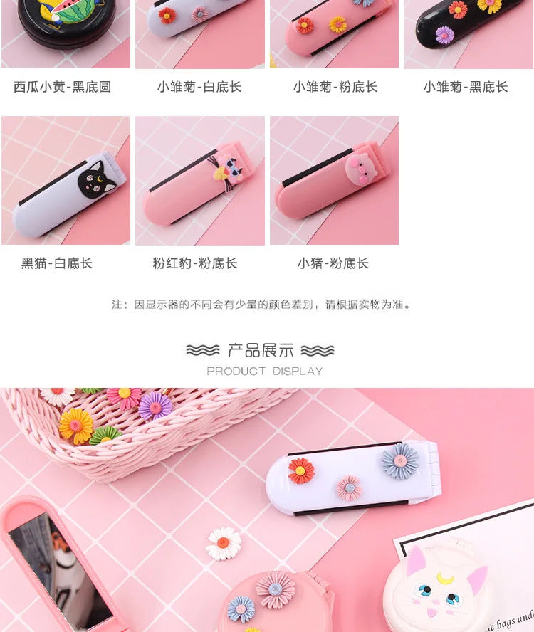 CX216 Mini Pocket Mirror Cute Massage Folding Mirror with Comb Portable Pocket Small Travel Girl Hair Brush with Mirror