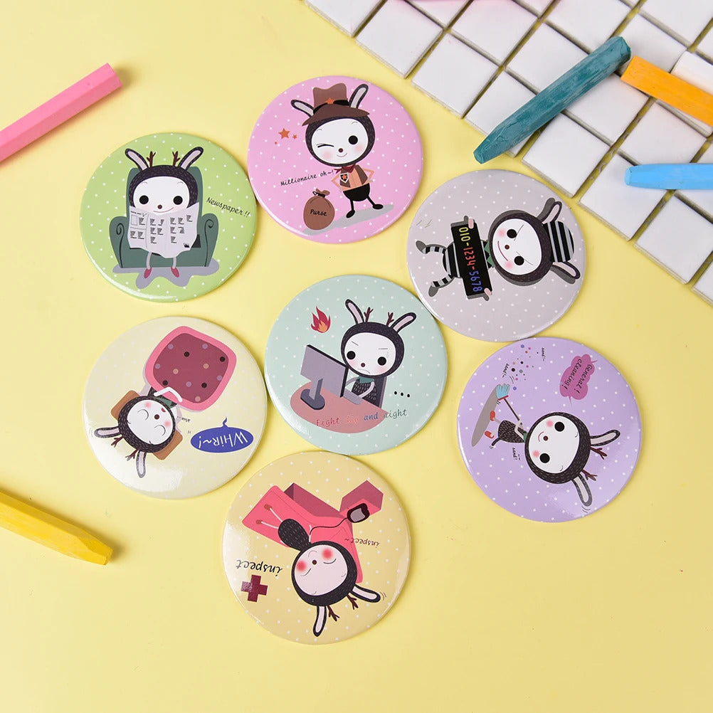 TSHOU739 Dia 7cm Cute Annimal Mini Small Pocket Makeup Mirror Cosmetic Compact Metal Mirrors Color Random Make Up Mirrors
