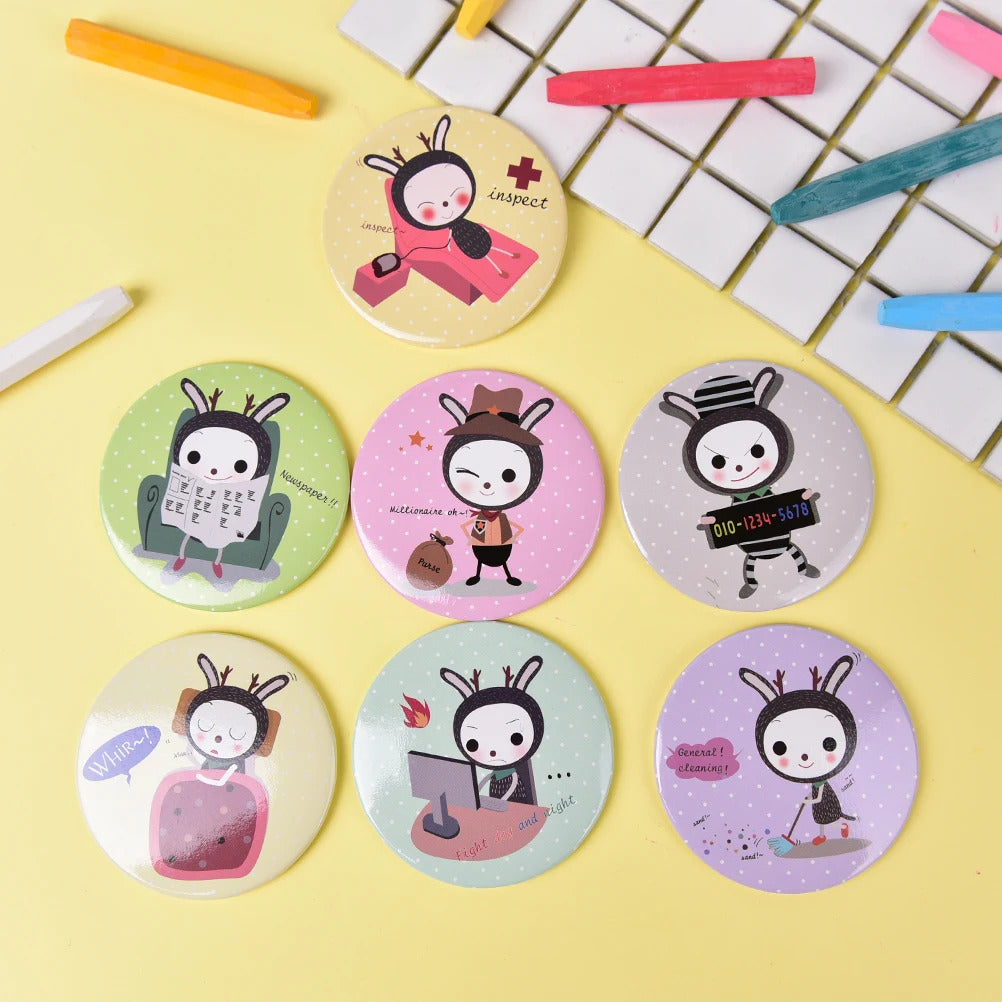 TSHOU871 Fashion Cartoon Anti-fall Portable Small Mirror Cute Girls Makeup Mirror Pocket Mirror for Beauty Tools Mini Mirror