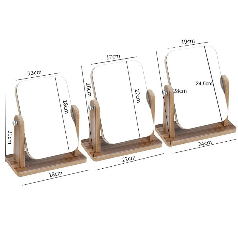 L106 European Makeup Mirror Wood Bathroom Accessories Standable Desktop Decoration Mirror High Clear Standing Cosmetic Dresser