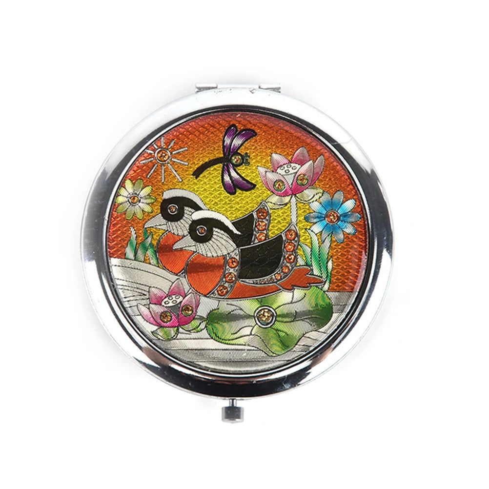 CX228  portable Metal Mini double sides Makeup Mirror Pocket Mirror Compact Folded Portable Small Round Hand Mirror For Makeup