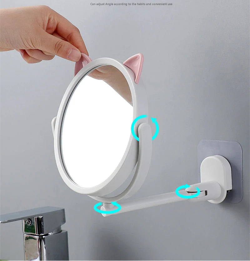 CX86  Folding Makeup Mirror Bathroom Wall Mounted Beauty Vanity Mirror Makeup Bath Cosmetic Folding Arm Smart Shaving Mirror
