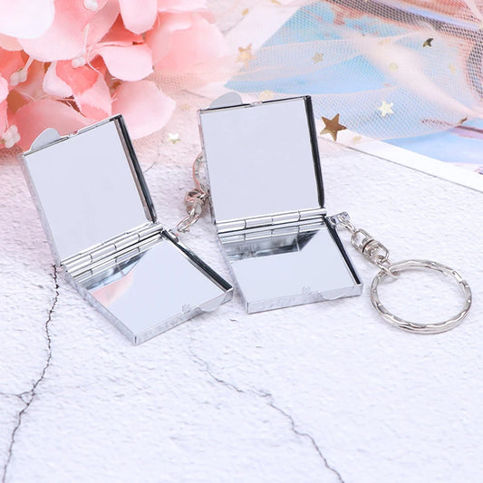 CX341 Personalised Key Ring Keychain Mini Folding Mirror Portable Compact Pocket Cosmetic Mirror