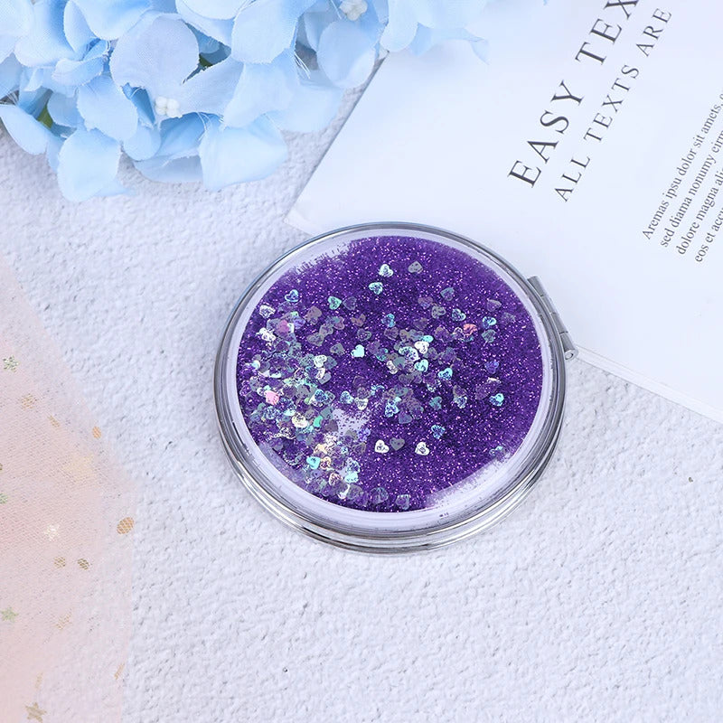 TSHOU726 Portable Mini Makeup Mirror Compact Pocket Mirror Double-Sided Folding Cosmetic Mirror Female Gifts