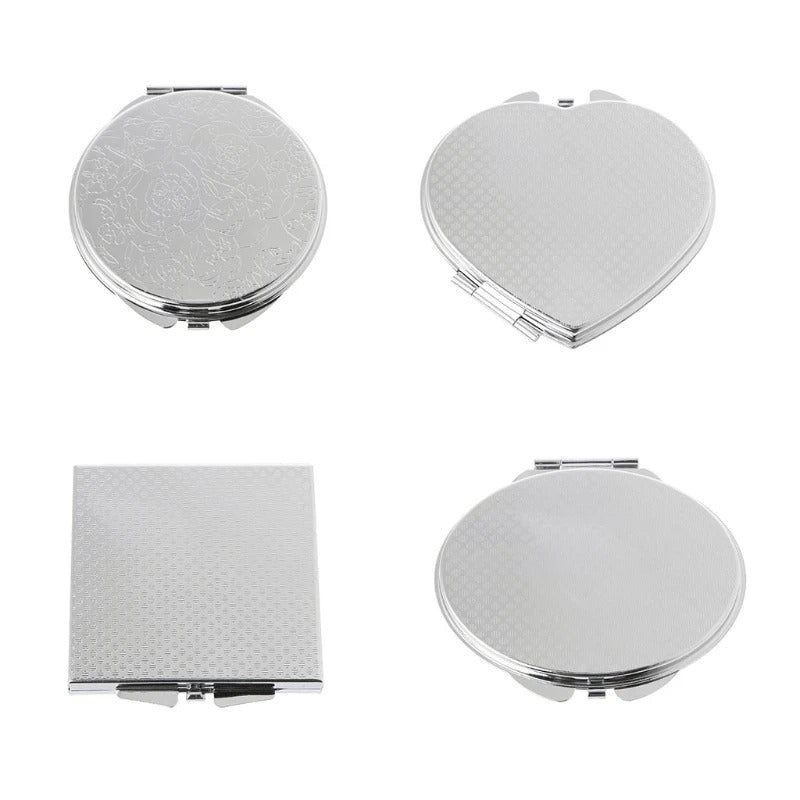 HE38  Portable Hand Pocket Various Shapes Double Folded-Side Stainless Steel Mirror