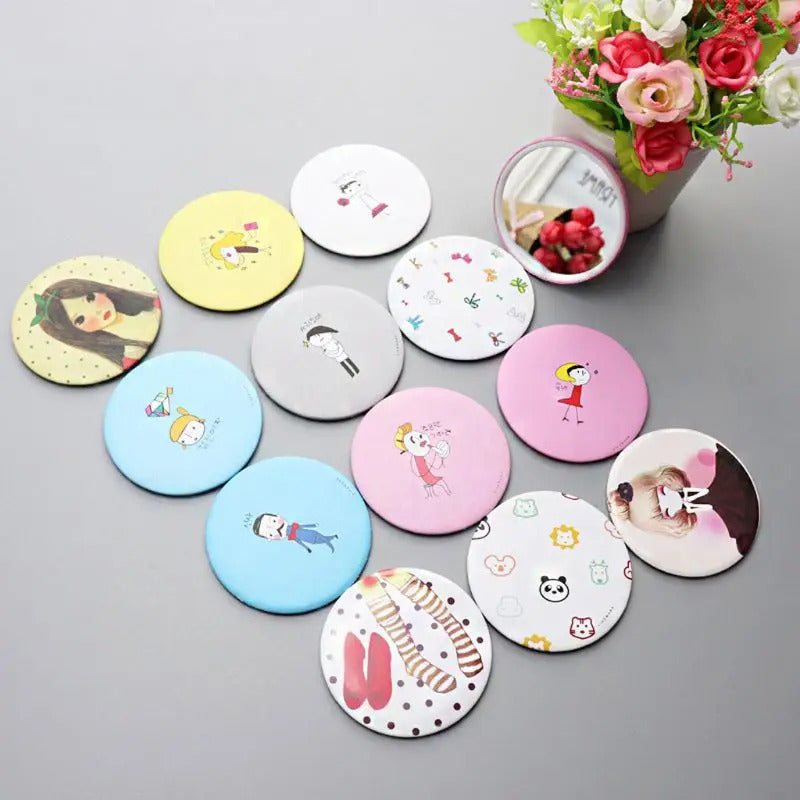 CX299 Cute Cartoon Mini Portable Circular Hand Mirror Pocket Portable Makeup Tool