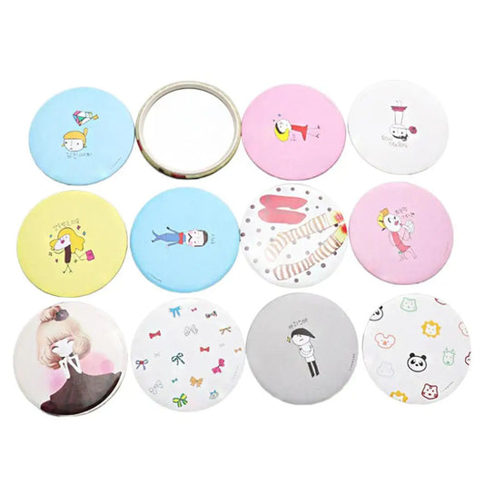 TSHOU727  Cute Cartoon Mini Portable Circular Hand Mirror Pocket Portable Makeup Tool