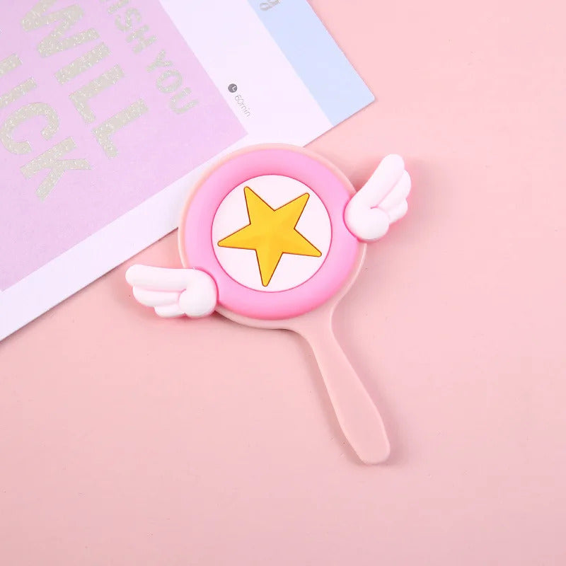 CASHOU58 Cute Mini Handheld Cosmetic Mirror Dressing Salon Barbers Beauty Hair Hairdressers Cartoon Decorative Mirror