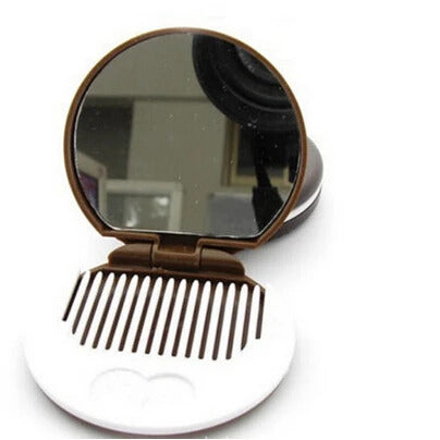 CX111 Make Up Mirrors With Comb Girls Women Mini Pocket Mirrors  Cute Chocolate Cookie Shaped Mirror Makeup