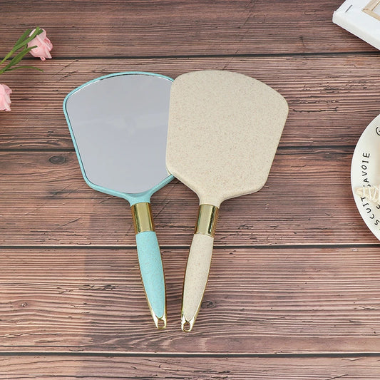 CX113 Cute Pink White Plastic Vintage Hand Mirrors Makeup Vanity Mirror Rectangle Hand Hold Cosmetic Mirror With Handle For Gift