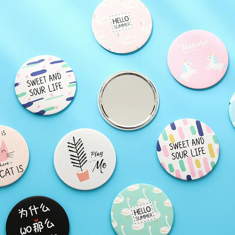 TSHOU922  Cartoon Pocket Mirror Cute Personality Fashion Portable Round Mirror Mini Makeup Mirror Gift Giveaway For Beauty Tools