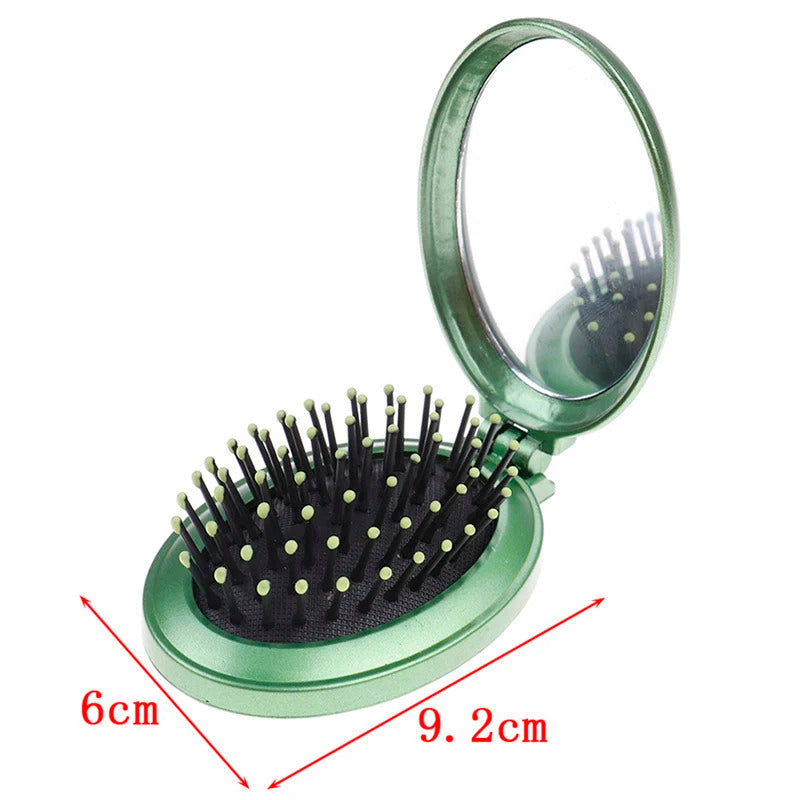 CASHOU41 Massage Folding Mirror with Comb Portable Pocket Small Travel Girl Styling Tools Mini Pocket Mirror Hair Brush with