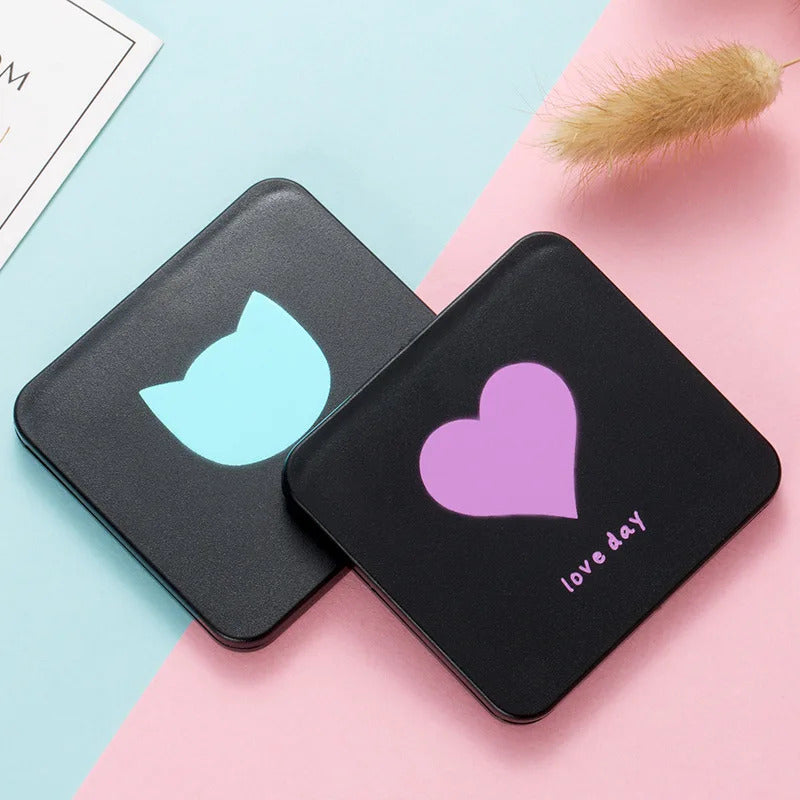 CX658 Double-sided Mirror Foldable Makeup Mirrors Lady Cosmetic Hand Folding Portable Compact Pocket