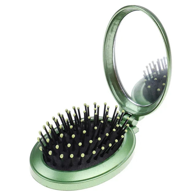 L139  Massage Folding Mirror with Comb Portable Pocket Small Travel Girl Styling Tools Mini Pocket Mirror Hair Brush with