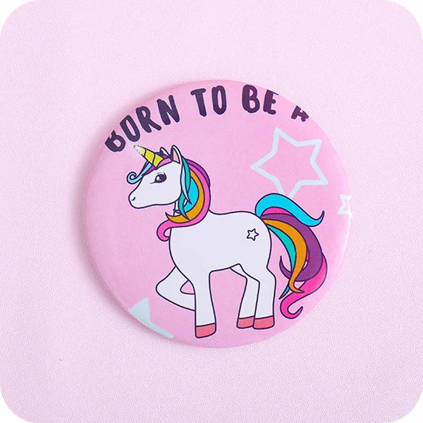 TSHOU716 Unicorn Mini Cosmetic Makeup Mirror Round Makeup Mirror Women Round Mini Pocket Mirrors