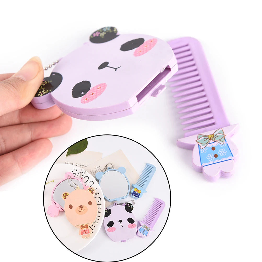 TSHOU1028 Cute Cartoon Animal Big Face Small Mirror 2017 Fashion 1 pcs  Women Mini Pocket Makeup Mirror Portable Makeup Mirror Comb