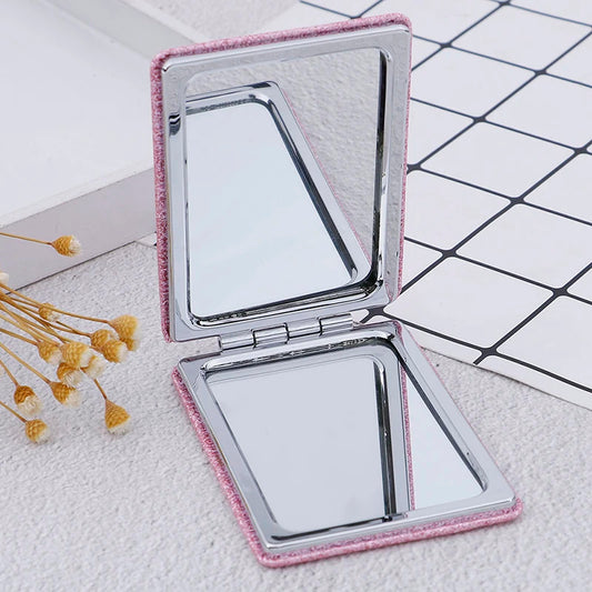 dshou168  Pink Portable Square Travel Mirror Gift Pocket Cute Double Side Folding Mini Compact Makeup Mirror For Women Girl