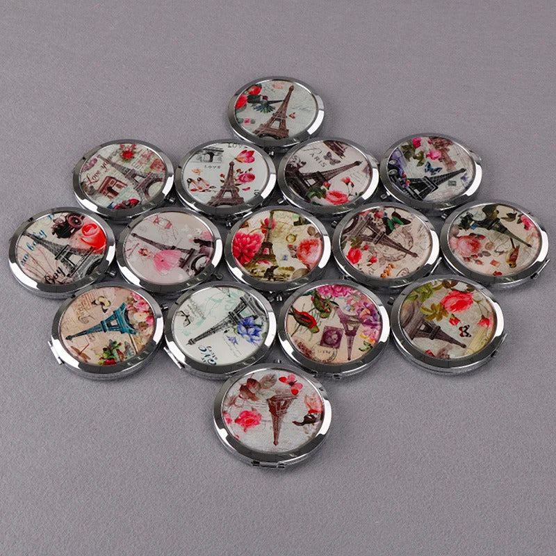 CX51  Portable Double Sides Folding Mirrors Foldable Woman Cosmetic Mini Beauty Magnifying Mirror Pocket Metal Makeup Compact