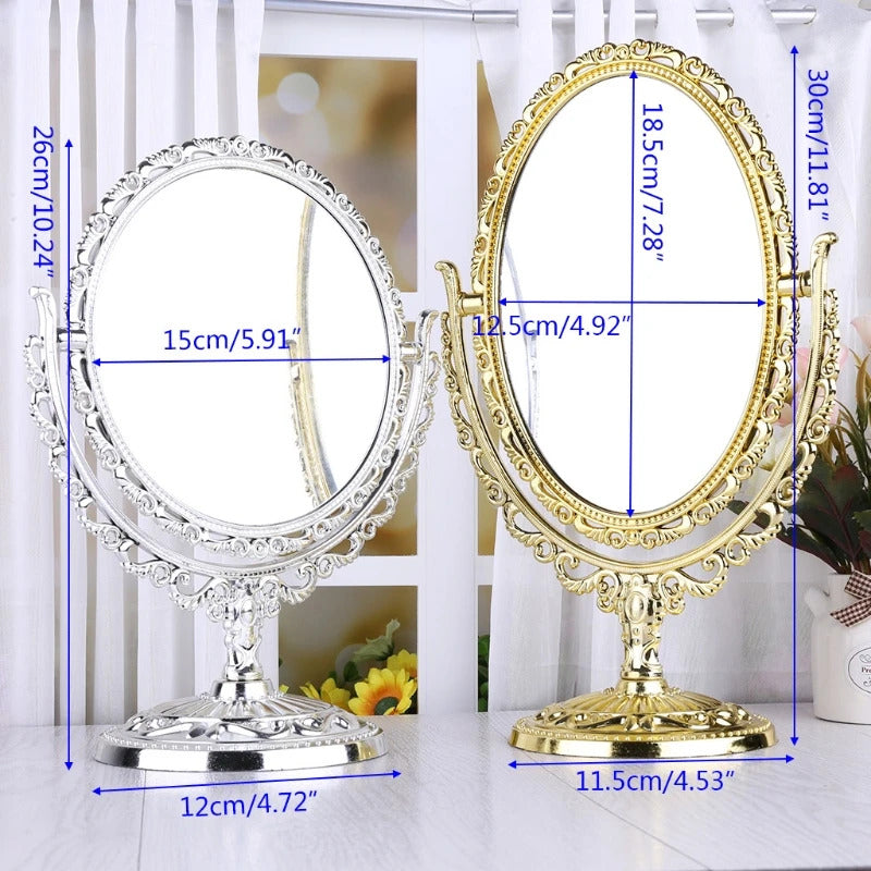 TSHOU987 Sides Makeup Mirror Stand Table Cosmetic Mirror Plastic Dresser Mirrors Tools