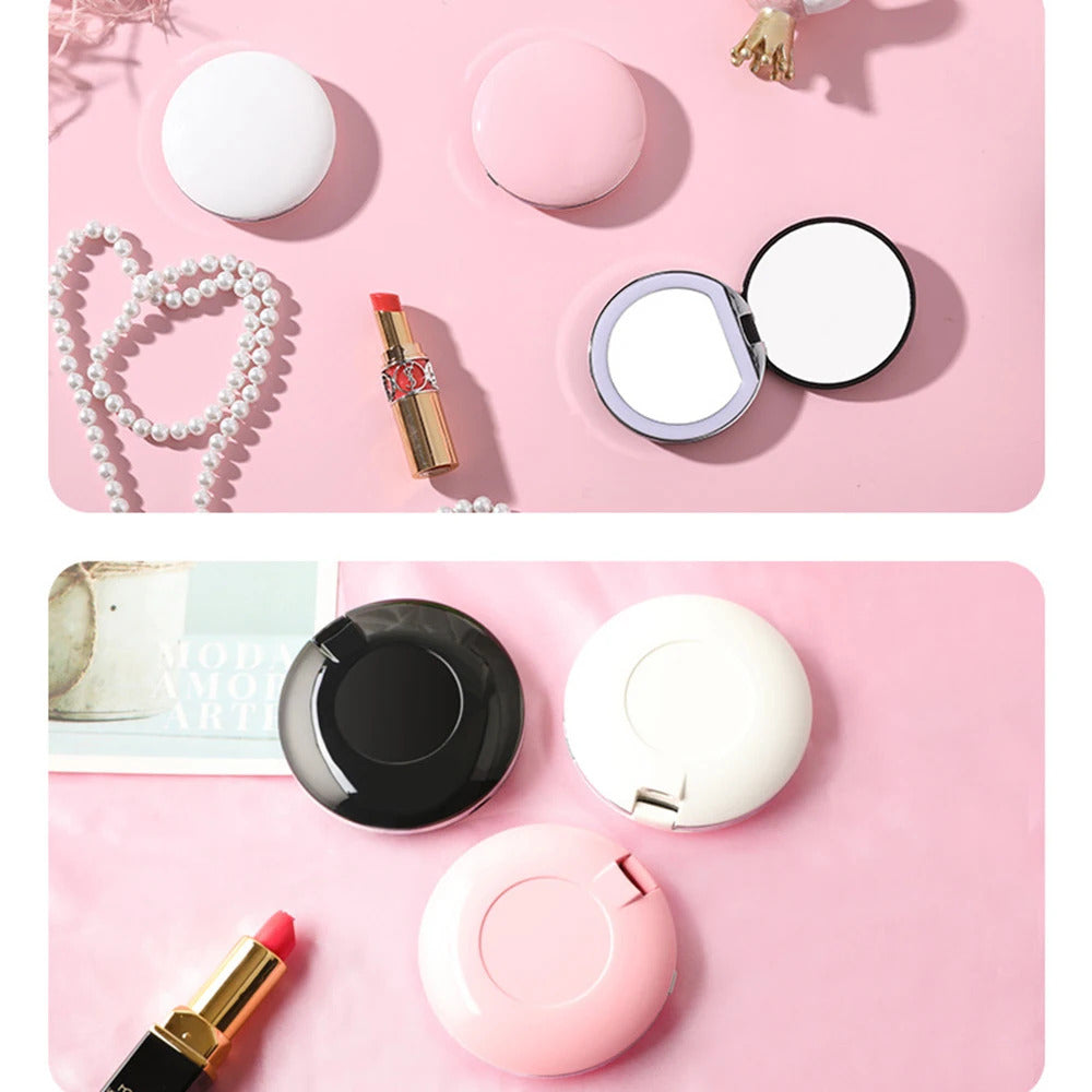 L453 Magnifying Lighted Makeup Mirror Light Mini Round Portable Led Make Up Mirror Sensing Usb Chargeable Makeup Mirror