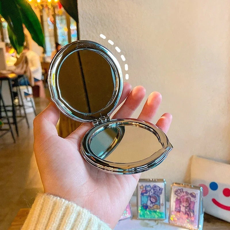 CX72  Women Cosmetic Mirrors for Gift Cute Mirror Cartoon Mirror Portable Two-side Folding Make Up Mirror Mini Makeup Compact