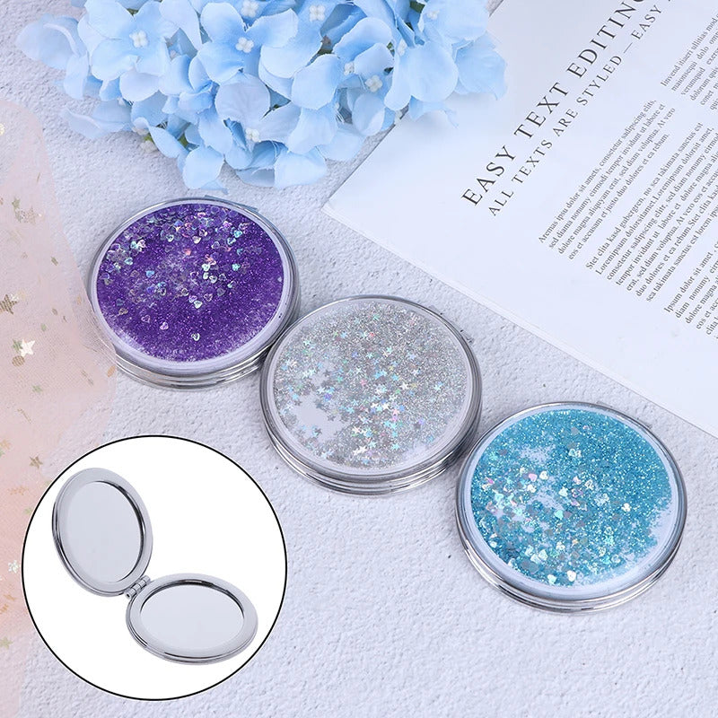 TSHOU726 Portable Mini Makeup Mirror Compact Pocket Mirror Double-Sided Folding Cosmetic Mirror Female Gifts