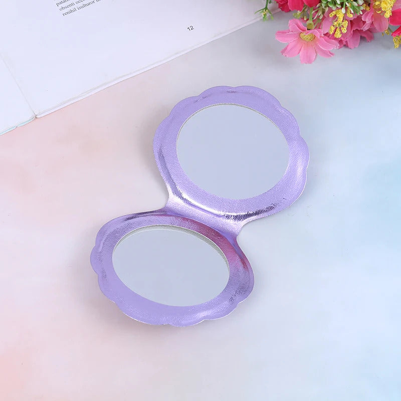 TSHOU926 Shell Compact Mirror Makeup Mirror Portable PU Leather 1:2 Magnifier Make Up Mirrors Girls 2-Face Pocket Mirror