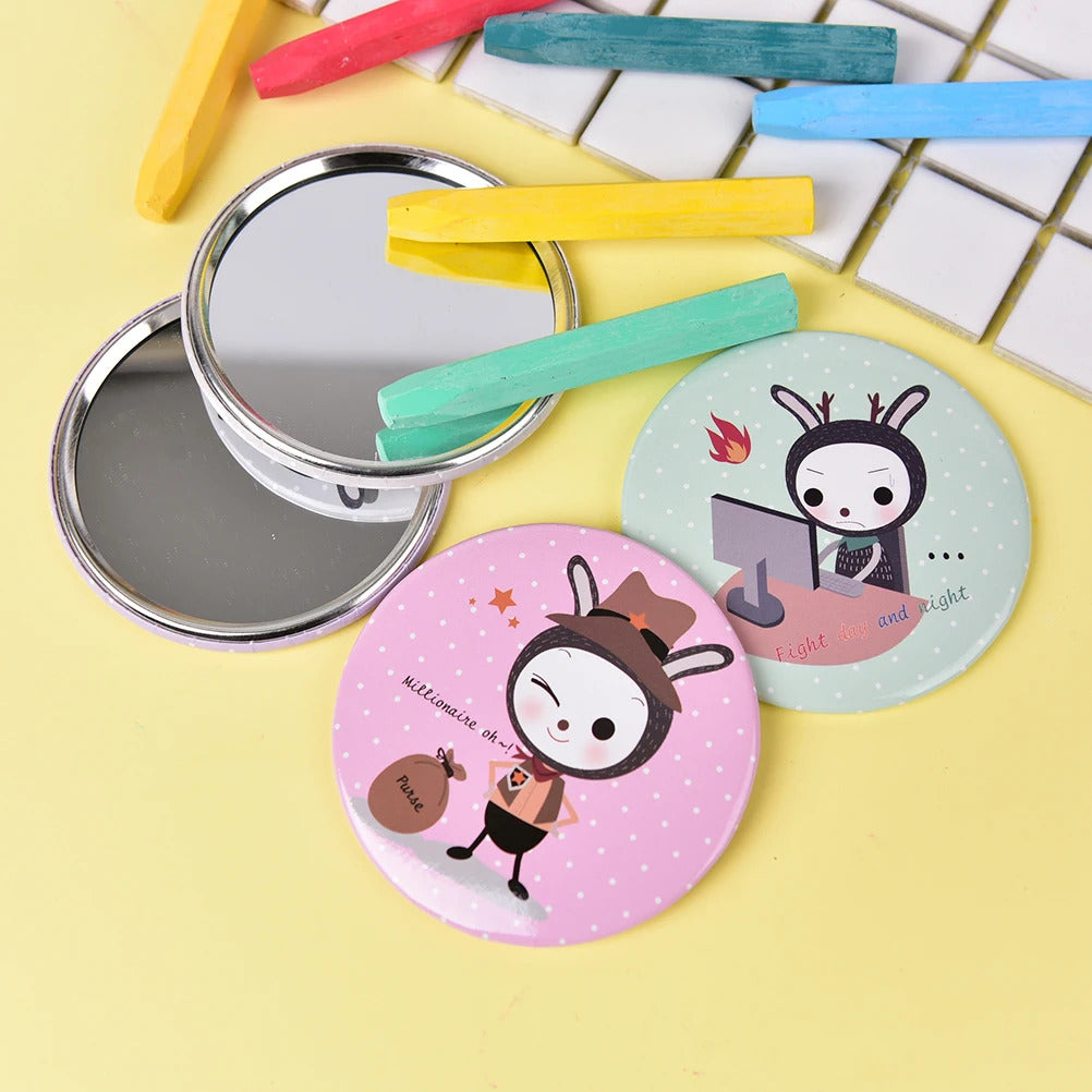 TSHOU231 Dia Cute Annimal Mini Small Pocket Makeup Mirror Cosmetic Compact Metal Mirrors Color Random Make Up Mirrors hot sale