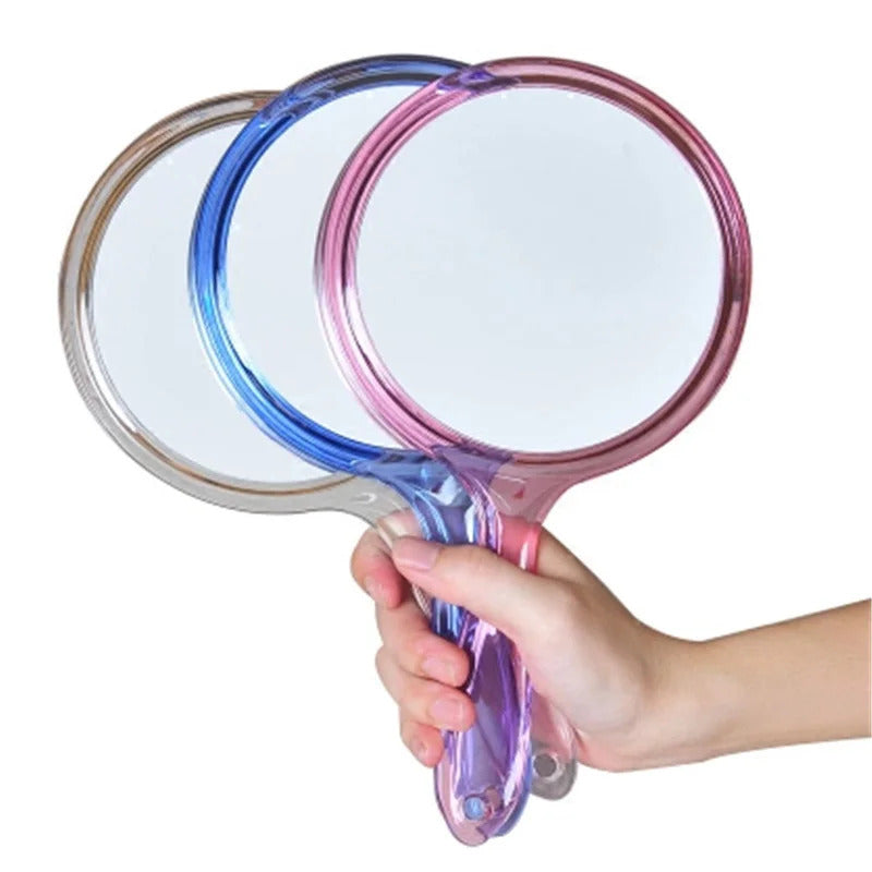TSHOU769 Hand Mirror Double-sided Handheld Mirror 1x/3x Magnifying Mirror With Handle Transparent Hand Mirror Rounded Shape Make