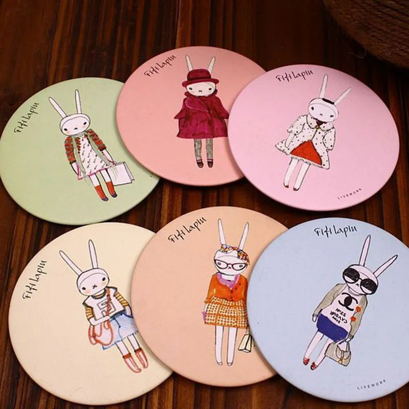 CX190 Cartoon Anti-fall Portable Small Mirror Cute Girls Makeup Mirror Pocket Mirror for Beauty Tools
