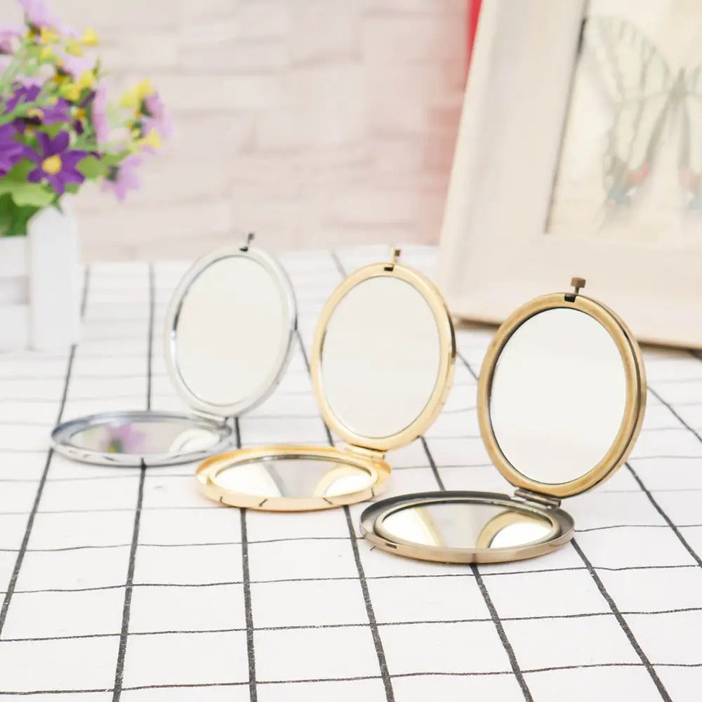 L350 Mini Makeup Mirrors 57.1mm Blank Round Metal Compact Mirror Portable Cosmetic Pocket Mirror For Girl's Women Beauty