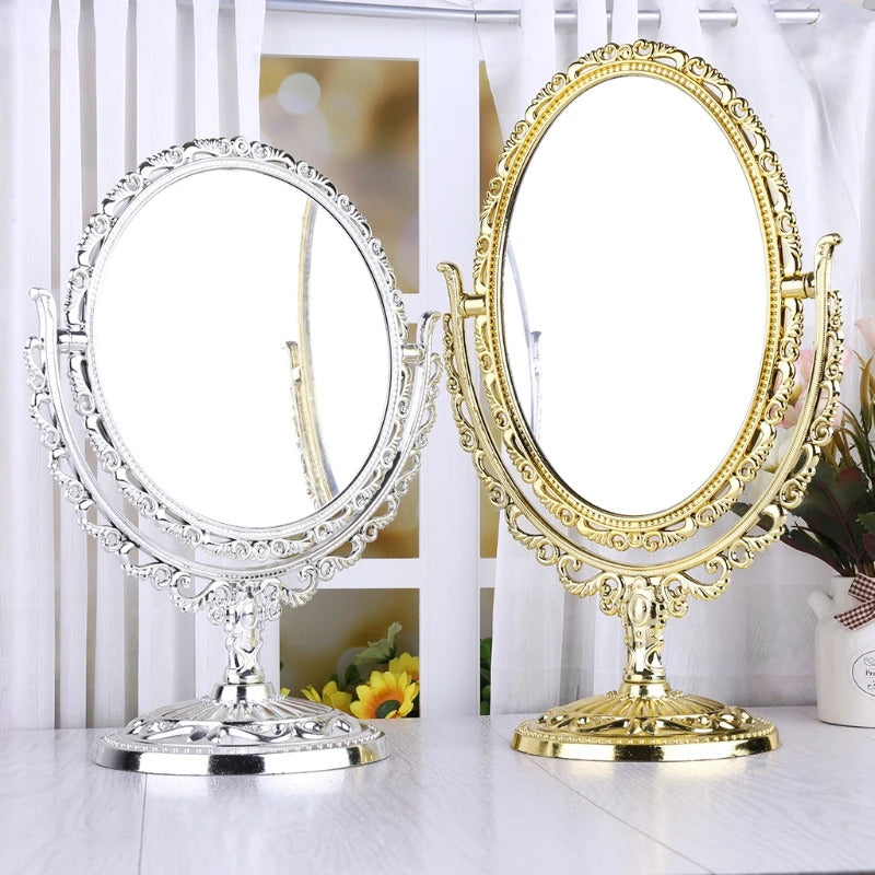 TSHOU987 Sides Makeup Mirror Stand Table Cosmetic Mirror Plastic Dresser Mirrors Tools