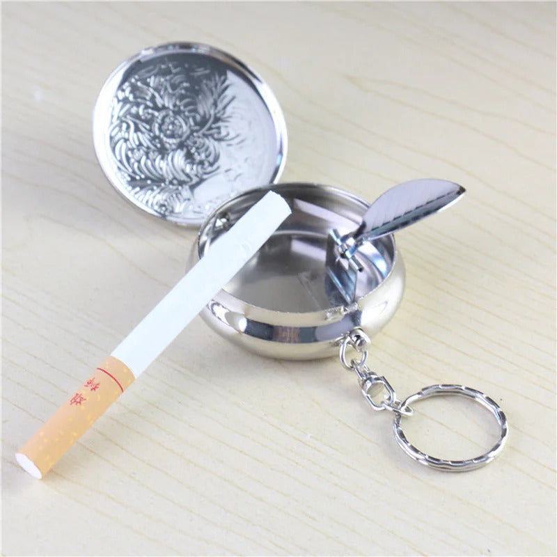 TSHOU913 Portable Makeup Mirror with Ashtray Makeup Mirror Tobacco Ash Storage Box Metal Car Portable Ashtray Mini Ashtray with