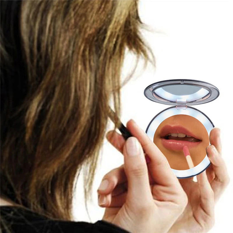 L125 Light Mini Makeup Mirror 3 Times Magnifying Glass Travel Portable Induction Lighting Makeup Mirror  Touch Lighting