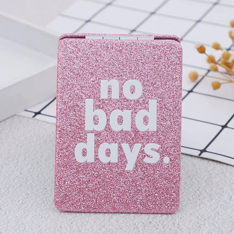 TSHOU526 Pink Portable Square Travel Mirror Gift Pocket Cute Double Side Folding Mini Compact Makeup Mirror For Women Girl