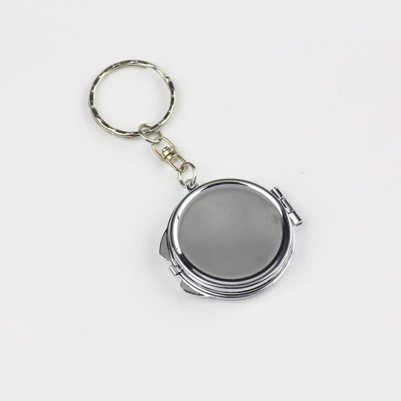 TSHOU598  Round Heart Oval Sqaure Shape Double Sides Cosmetic Mirror Metal Folding Keychain Makeup Mini Mirror