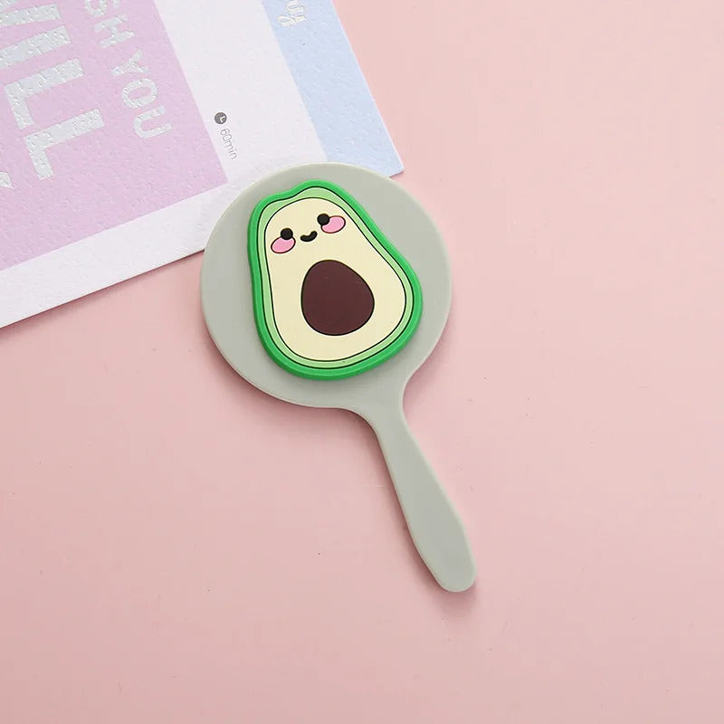 FEN77 Cute Mini Handheld Cosmetic Mirror Dressing Salon Barbers Beauty Hair Hairdressers Cartoon Decorative Mirror with Handle