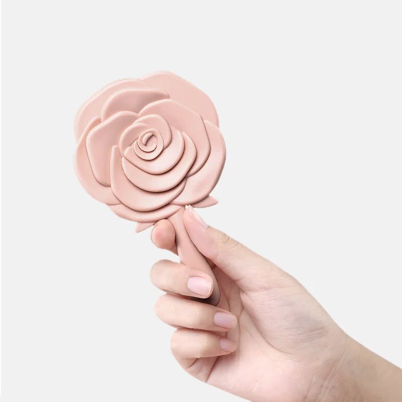 L239  Makeup Mirror Elegant Rose Shape Design Handle Mirror Portable Travel Size Pink Fixing Makeup Mirror Cute Princess Tiny