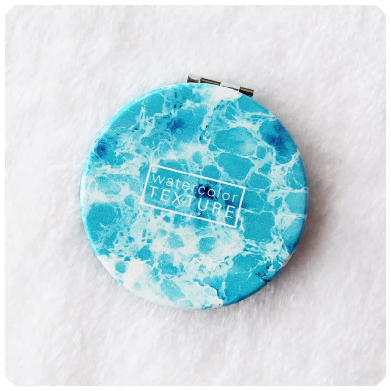 TSHOU943 Cute Mini Makeup Mirror Dual Sides Foldable Compact Mirrors Pocket Cosmetic Mirror Suitable for Travel Ladies Girls