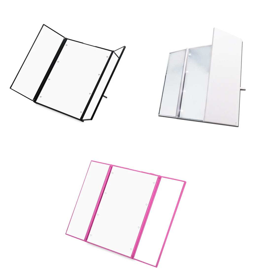 CX566 Top sale Tri-Fold Illuminated LED Lighted Vanity Mirror Makeup Wide View Portable Travel Pocket Compact Led Mirror
